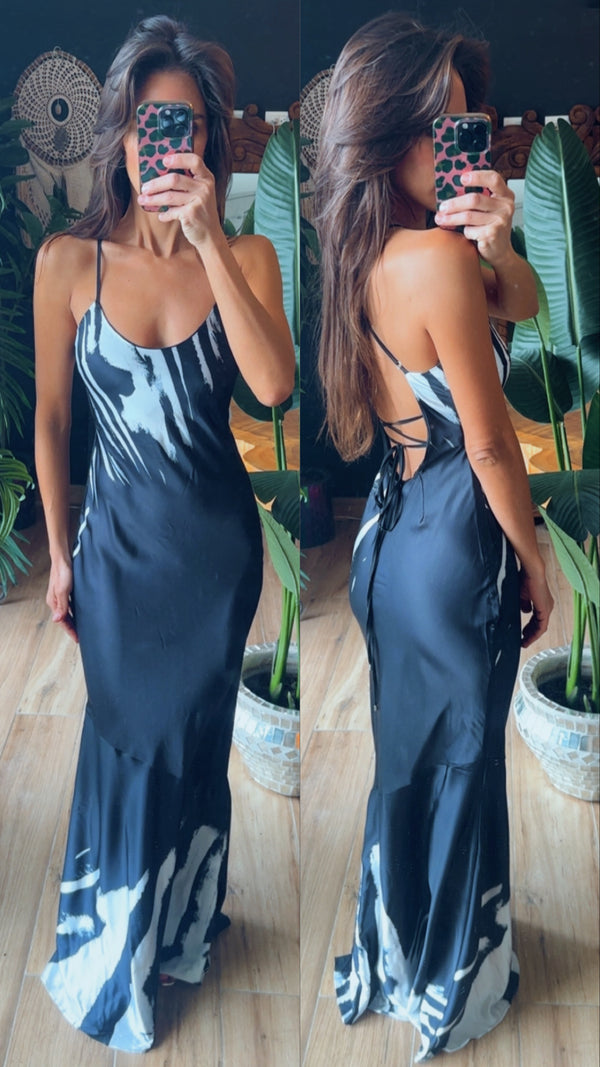 Vestido satin zebra