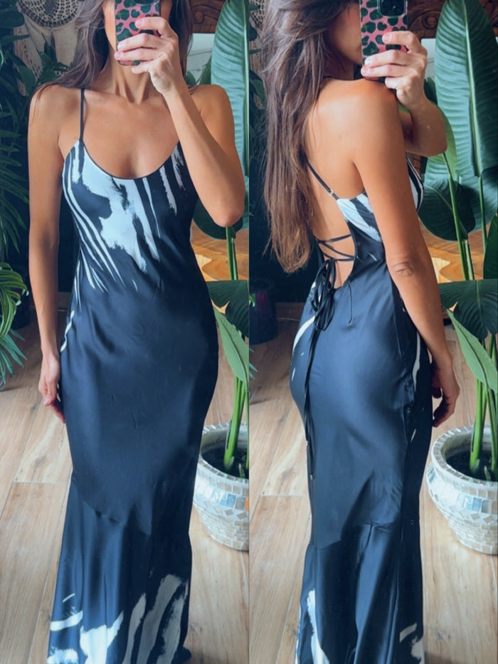 Vestido satin zebra