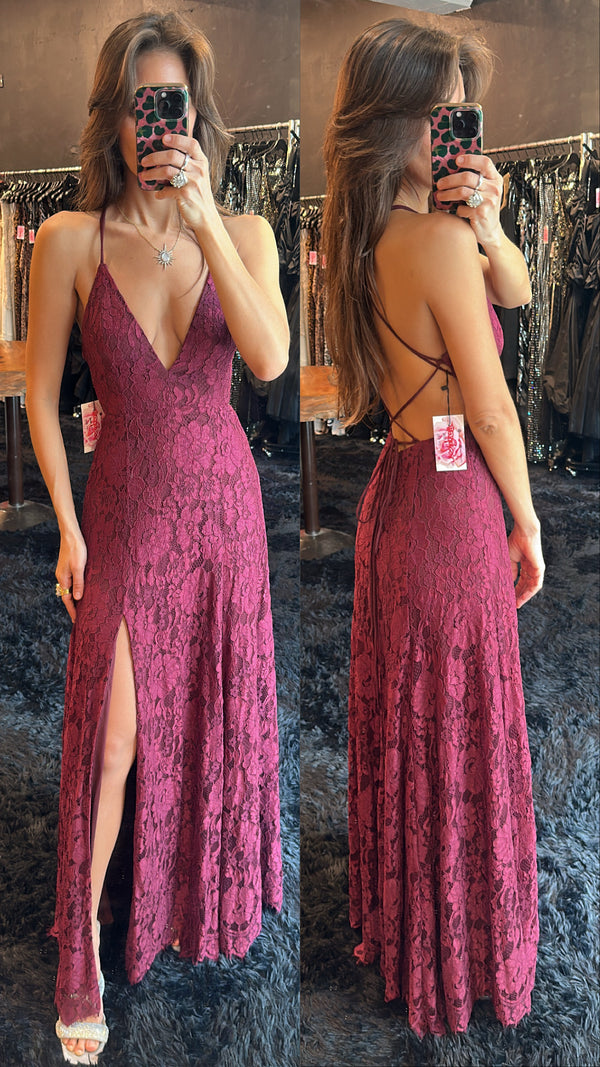 Vestido encaje vino
