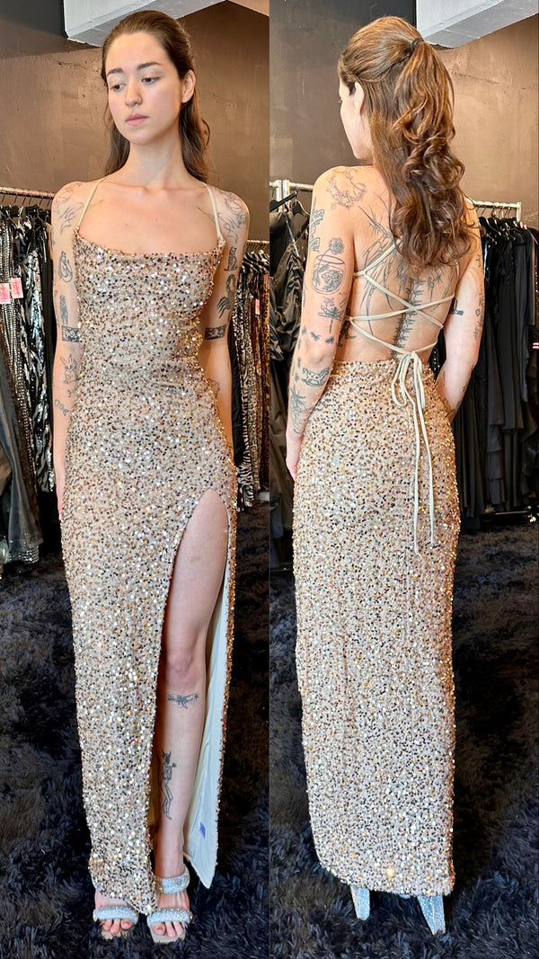 Vestido lentejuela dorado