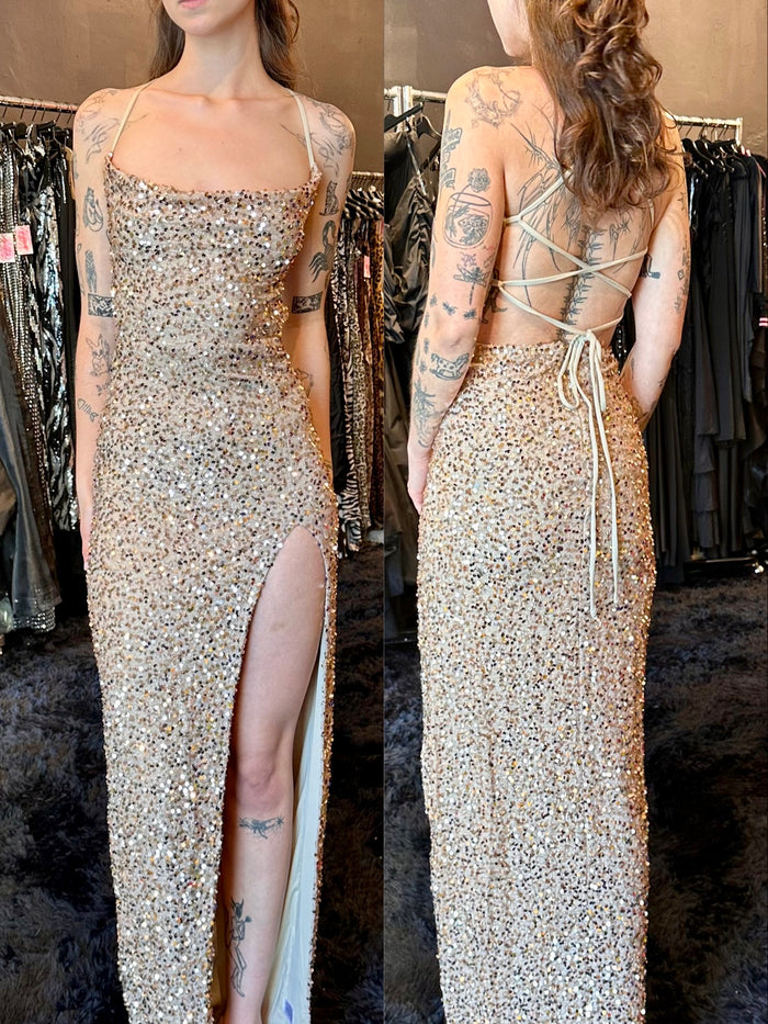 Vestido lentejuela dorado