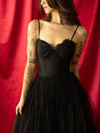 Vestido ampon Tul top encaje