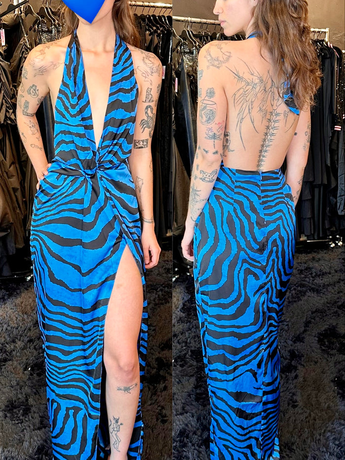 Vestido zebra azul