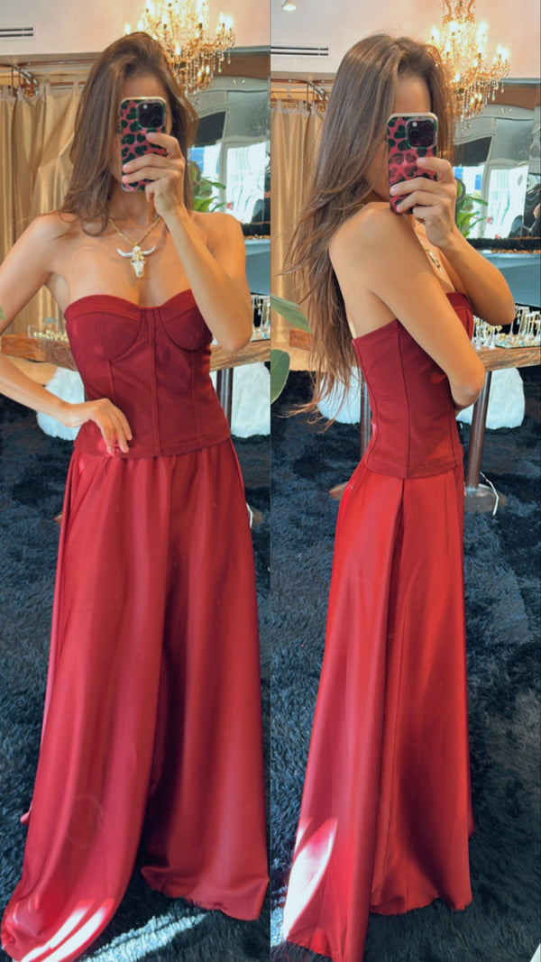 Vestido vino satin