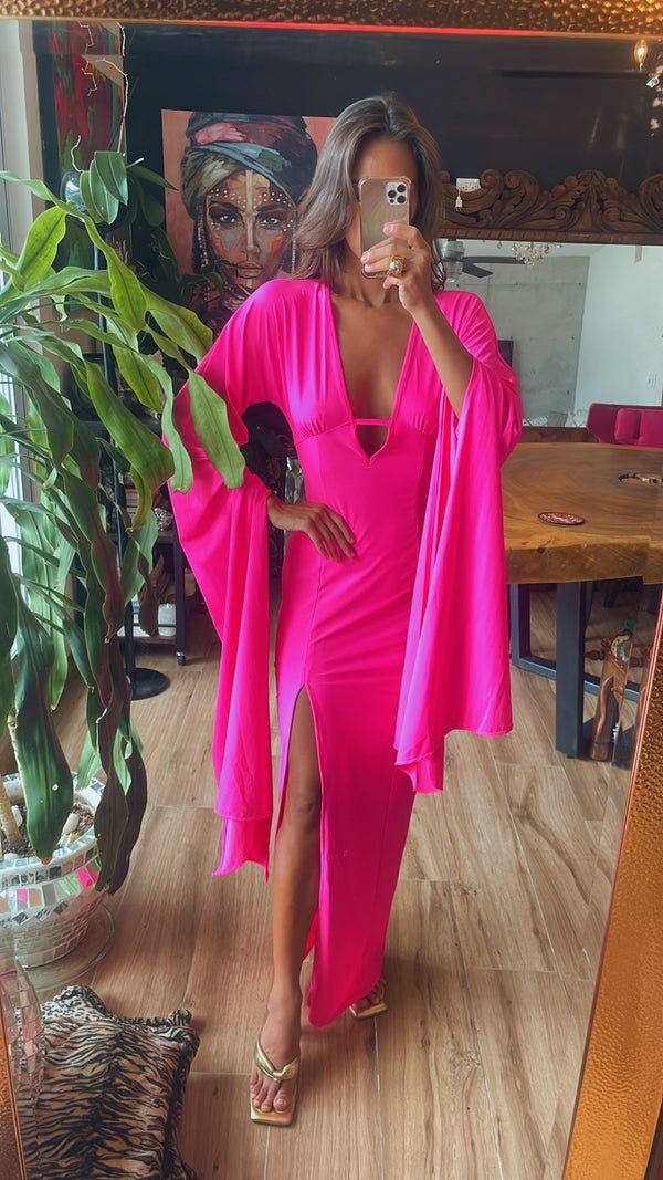 Vestido rosa con mangas