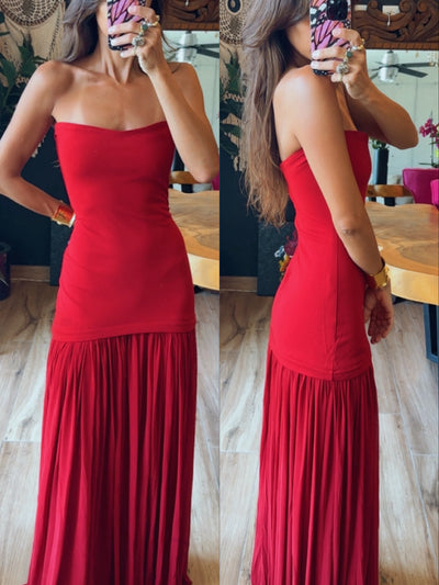 Vestido rojo strapless