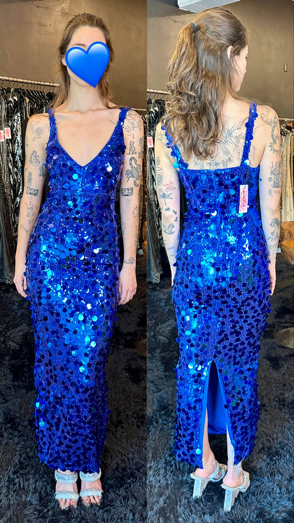 Vestido lentejuela disco azul