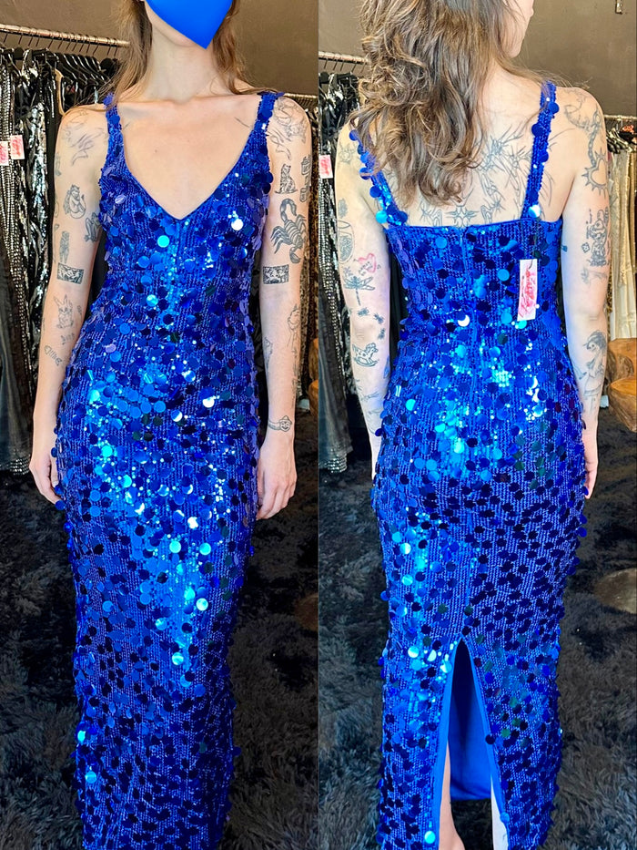 Vestido lentejuela disco azul