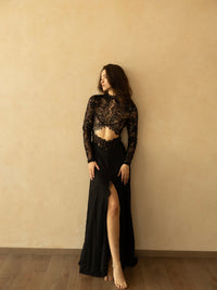 Vestido encaje manga larga