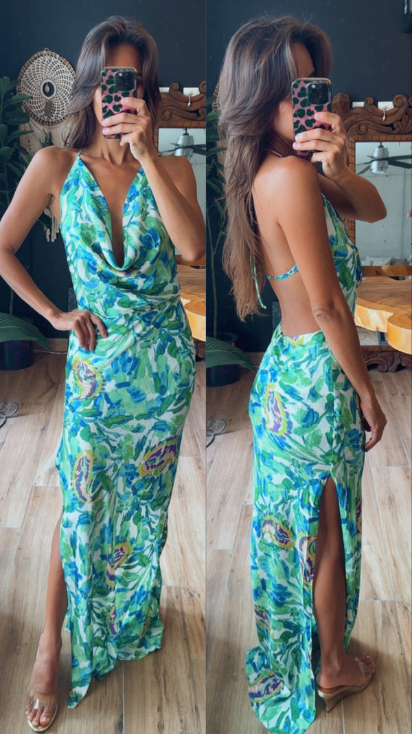 Vestido satin estampado