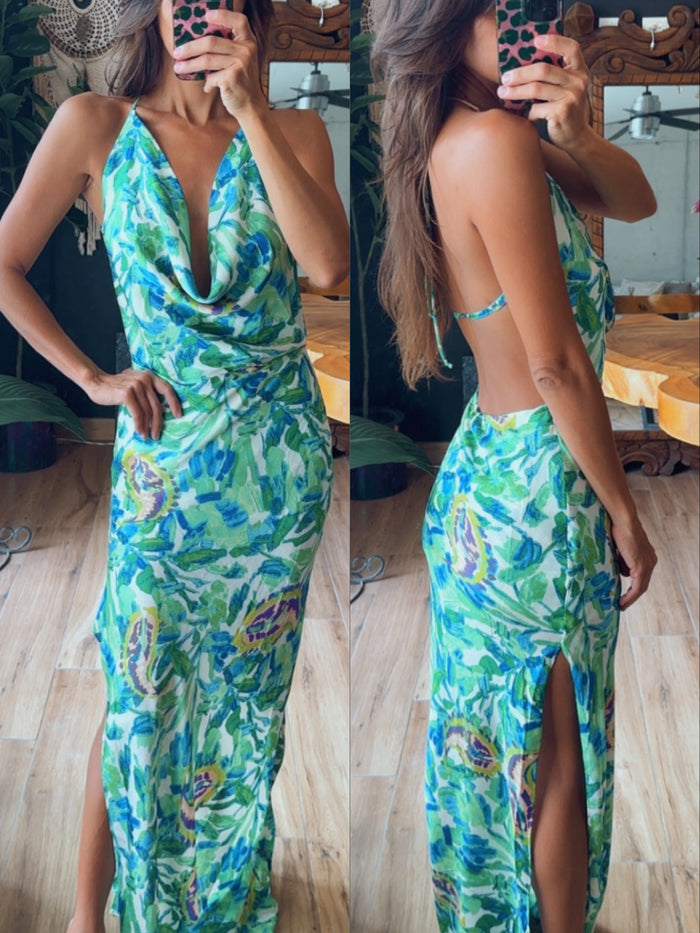 Vestido satin estampado