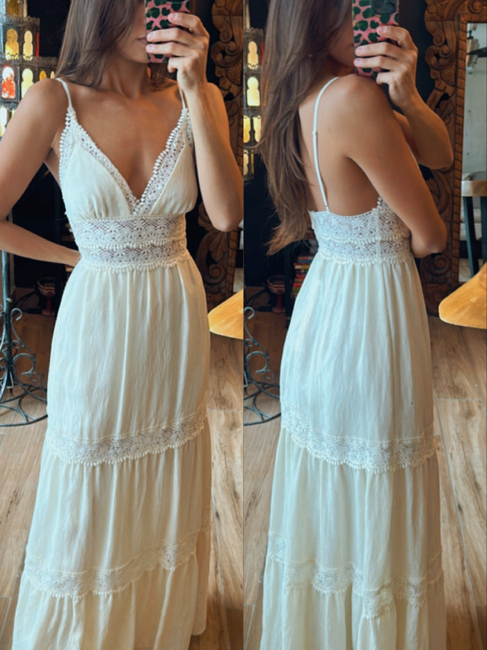 Vestido boho beige
