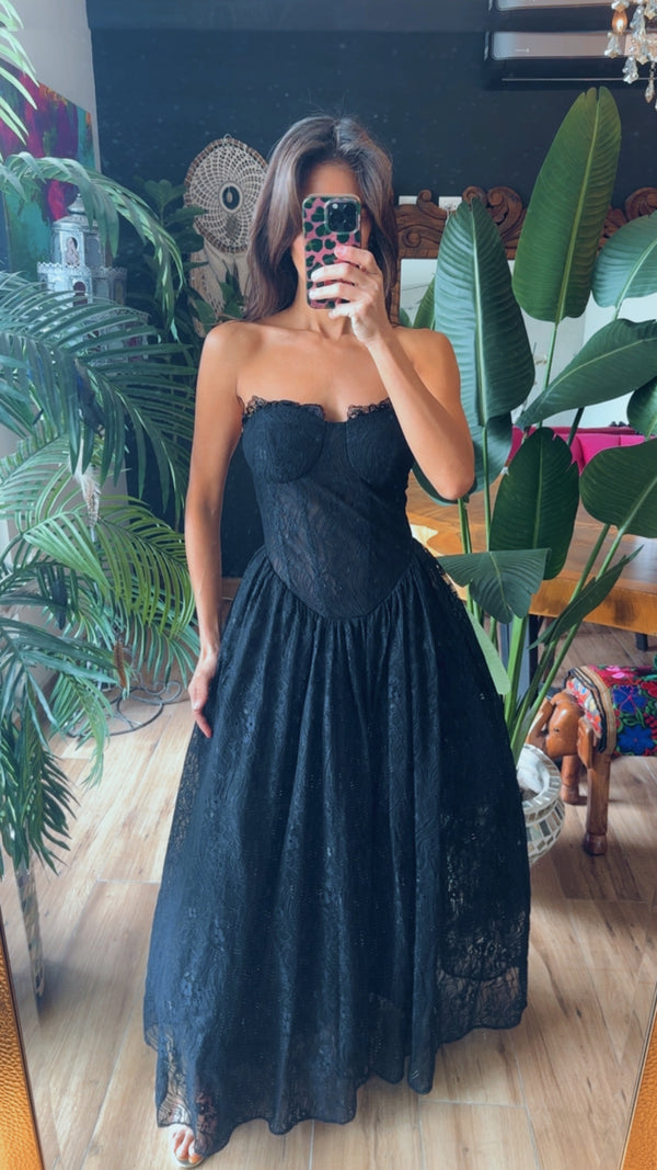 Vestido ampon encaje