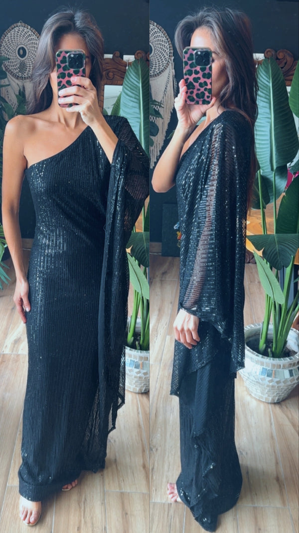 Vestido lentejuela capa