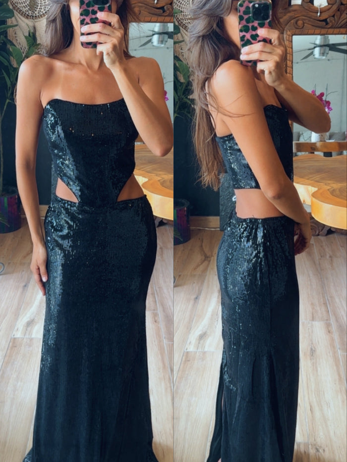 Vestido corset negro lentejuela