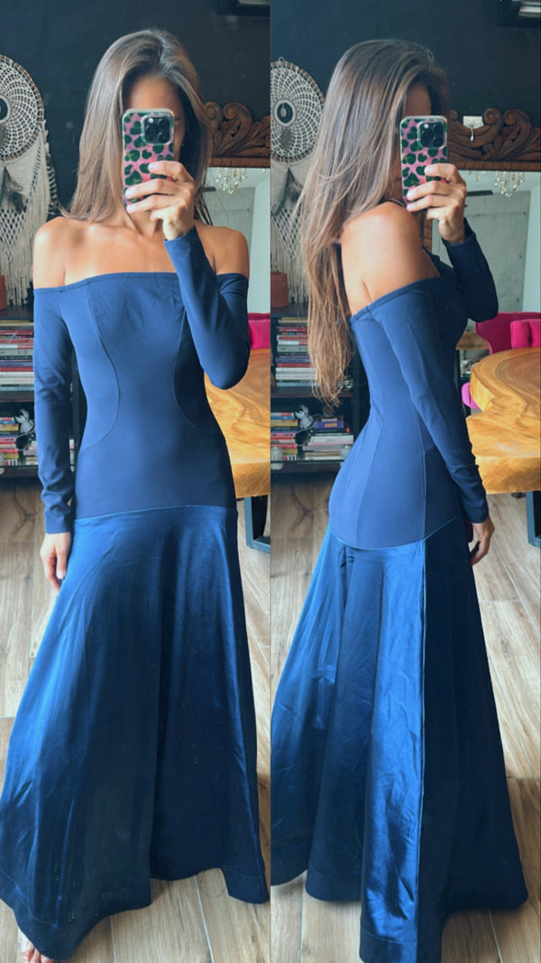 Vestido azul marino manga larga