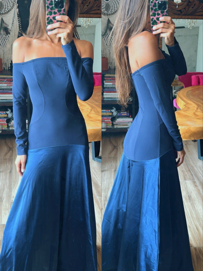 Vestido azul marino manga larga