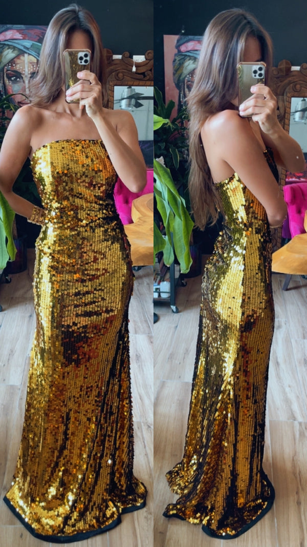 Vestido lentejuela dorada