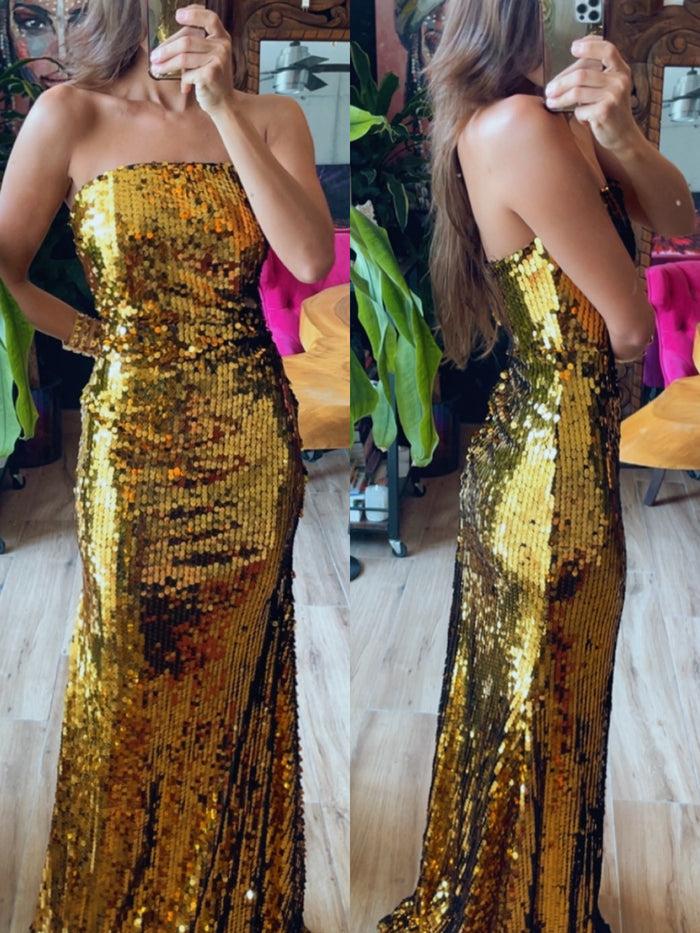 Vestido lentejuela dorada