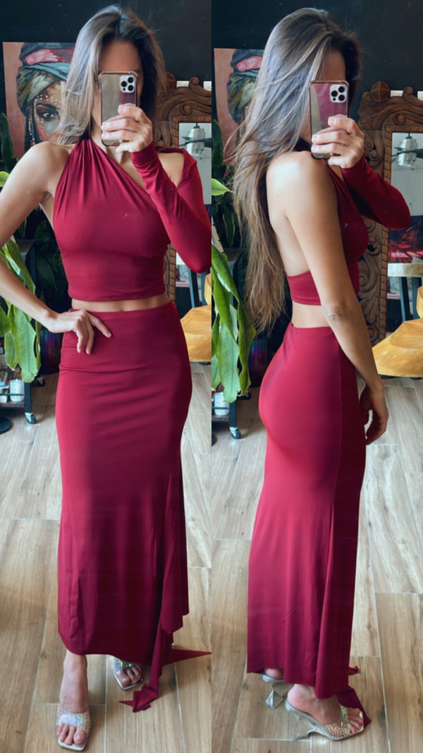 Set top y falda vino