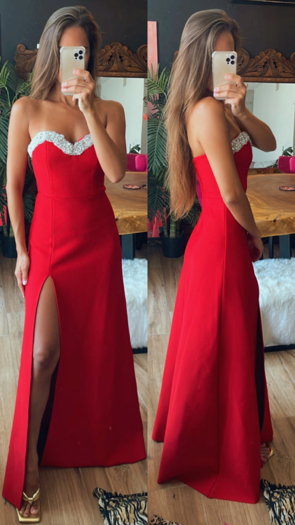Vestido bandage rojo abierto