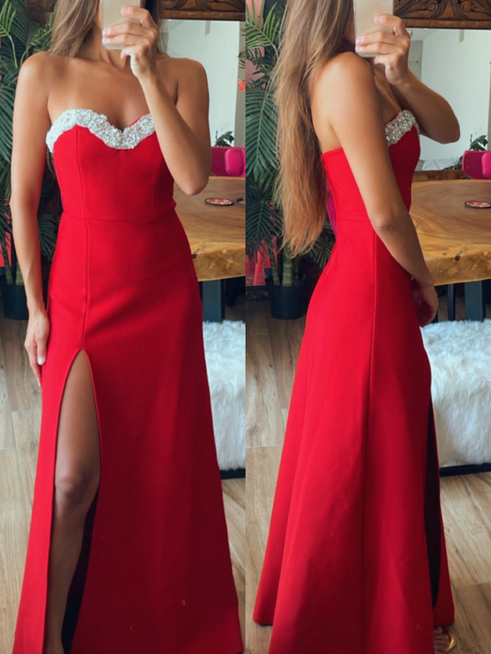 Vestido bandage rojo abierto