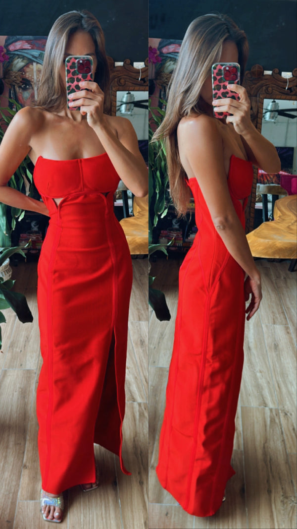 Vestido bandage rojo con cutout