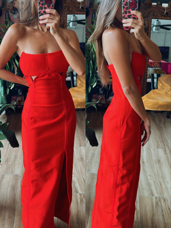 Vestido bandage rojo con cutout