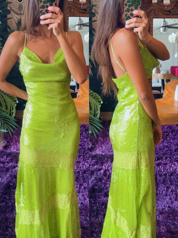 Vestido lentejuela lima
