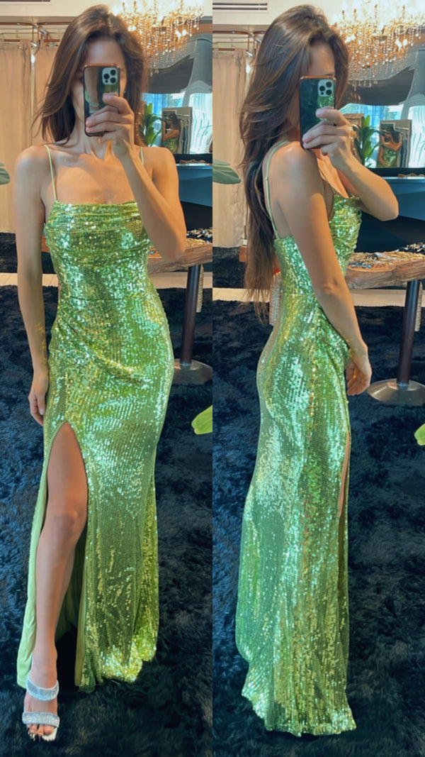Vestido lentejuela manzana