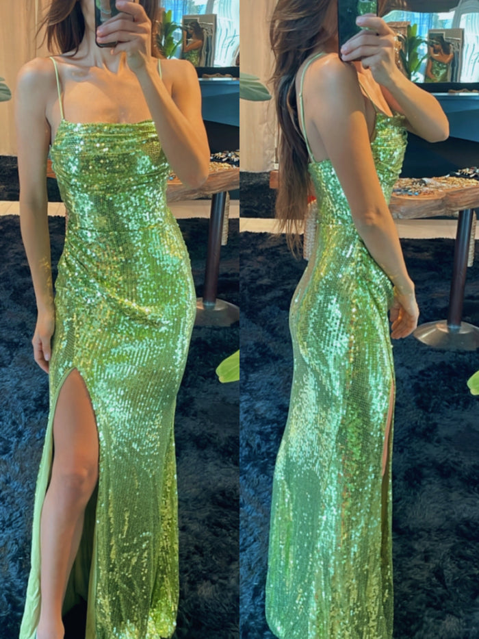 Vestido lentejuela manzana