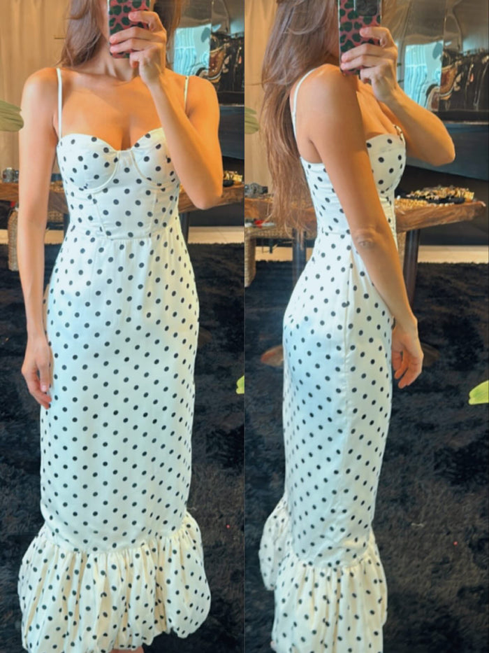 Vestido polkadot blanco