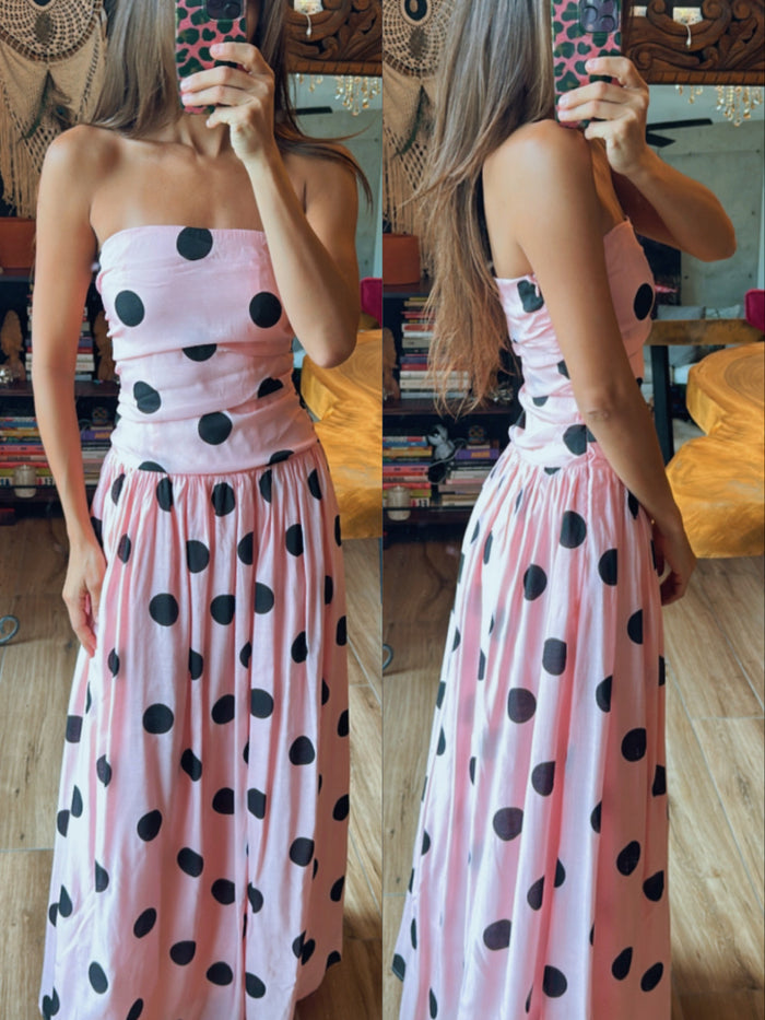 Vestido polkadot rosa