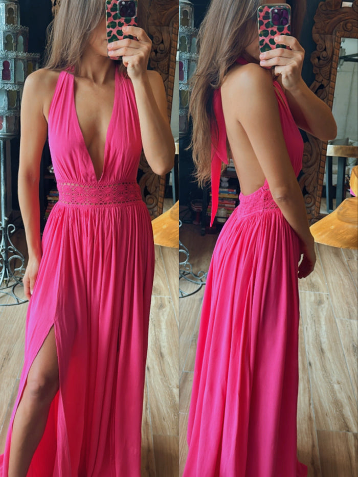 Vestido rosa playa