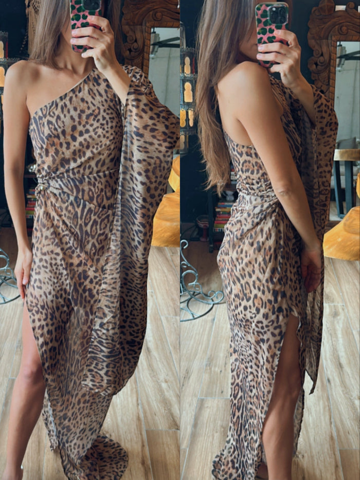Vestido una manga animal print